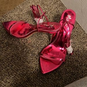 Magenta Pink Open Toe Heels